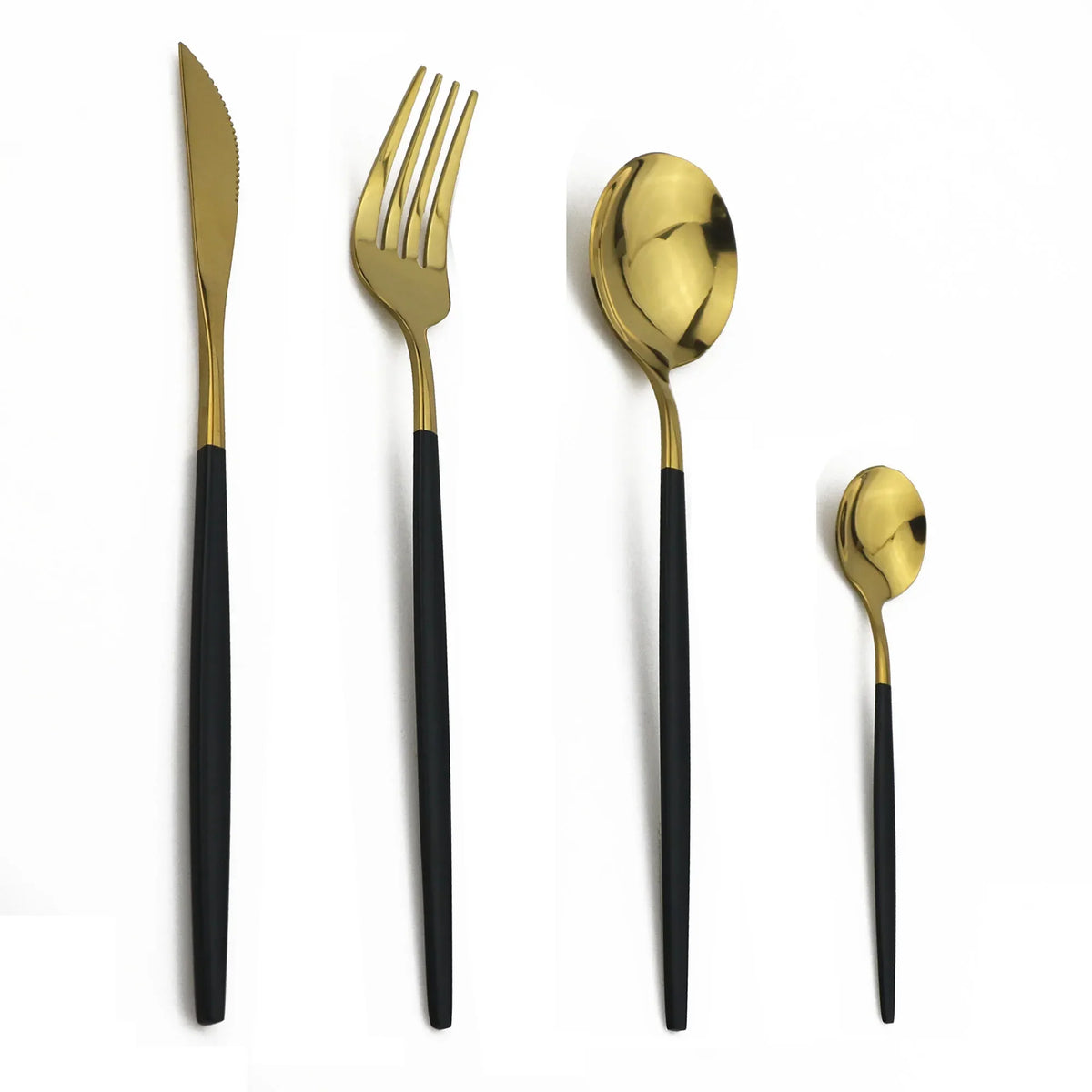JettLuxe - Black & Gold Stainless Steel Cutlery Set