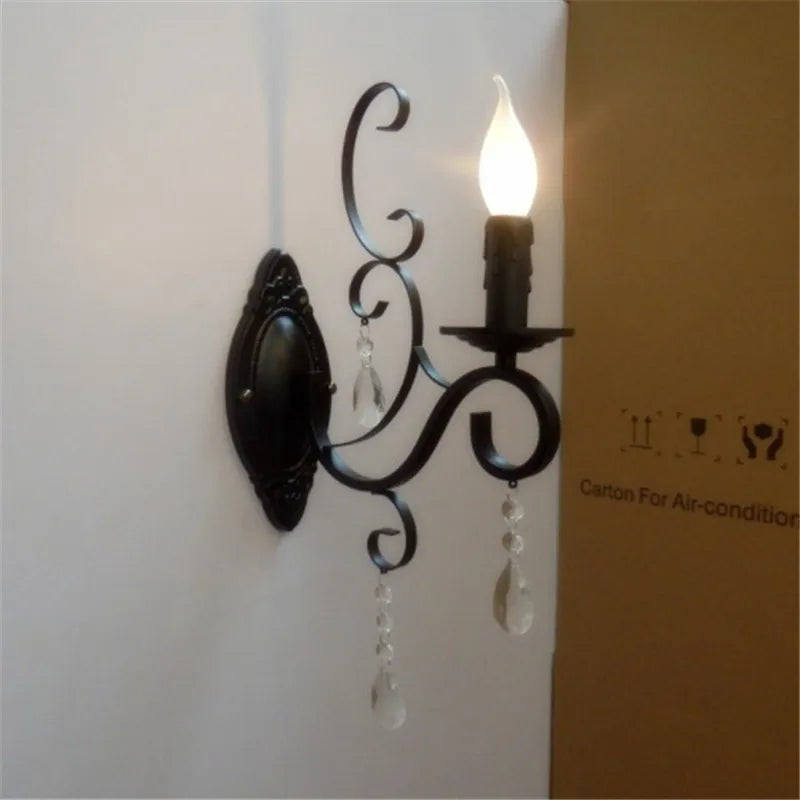 Wickmere - Vintage Black Crystal Wall Sconce
