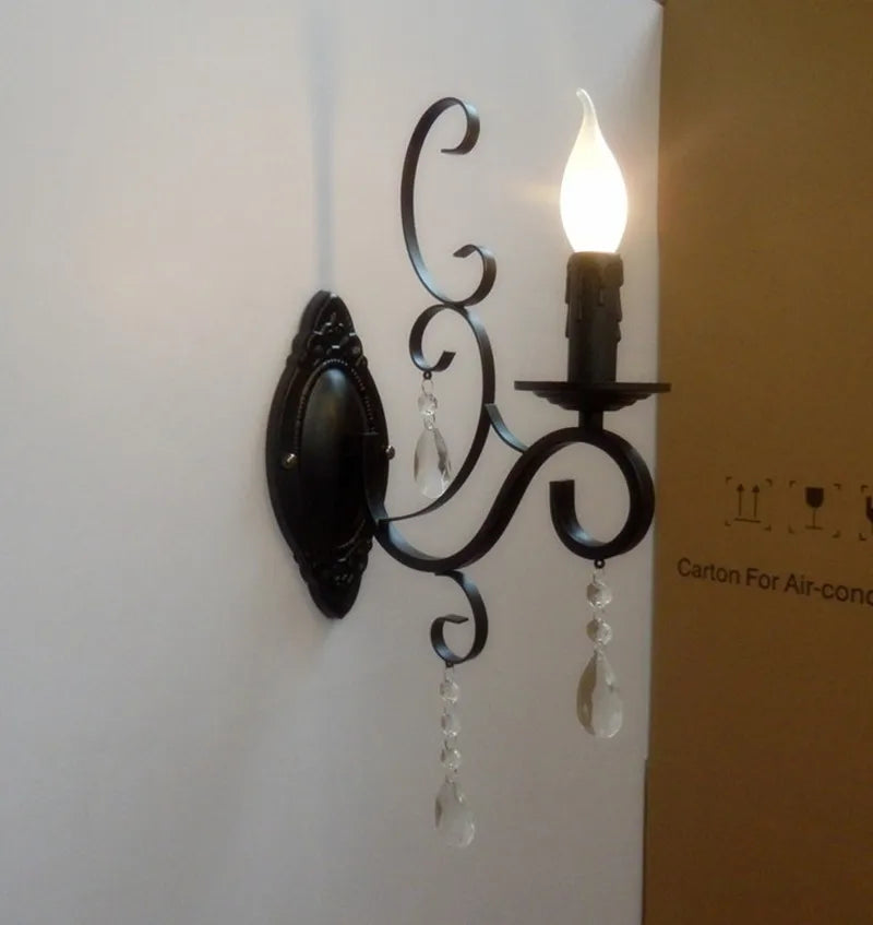 Wickmere - Vintage Black Crystal Wall Sconce