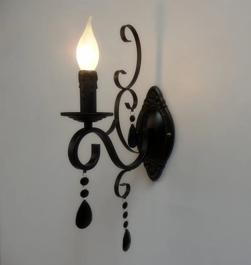 Wickmere - Vintage Black Crystal Wall Sconce