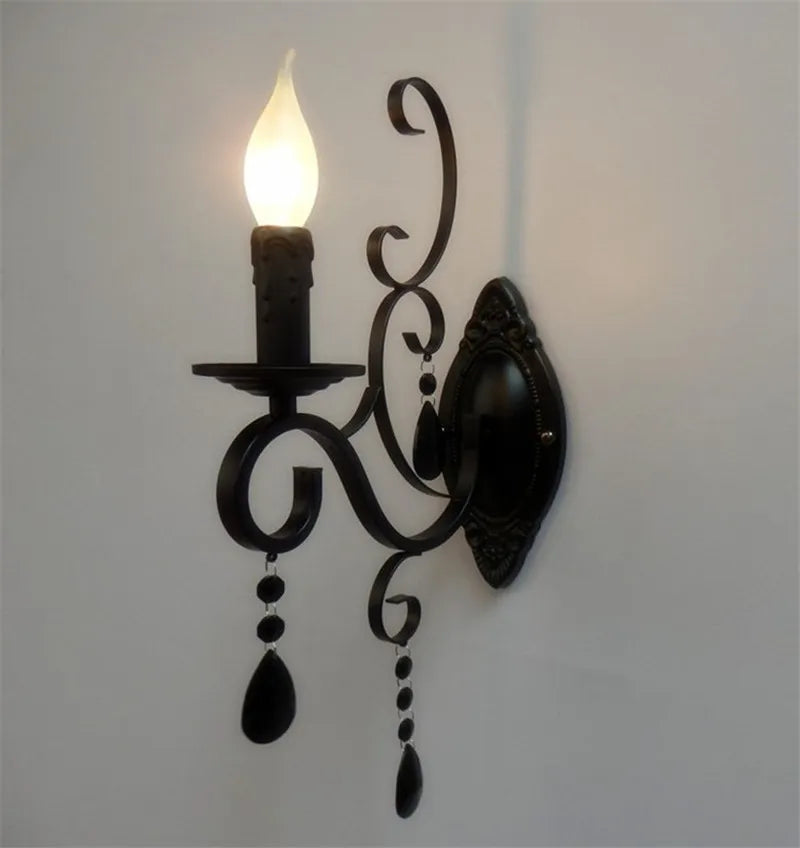 Wickmere - Vintage Black Crystal Wall Sconce