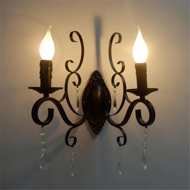 Wickmere - Vintage Black Crystal Wall Sconce