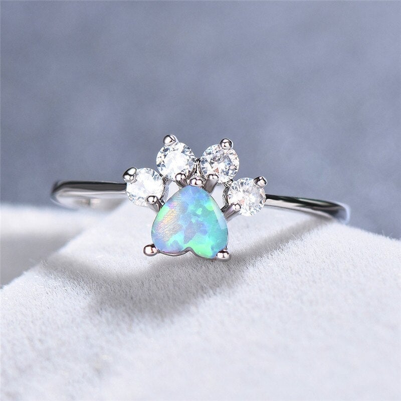 Celestine - Bague en argent opale et zircone