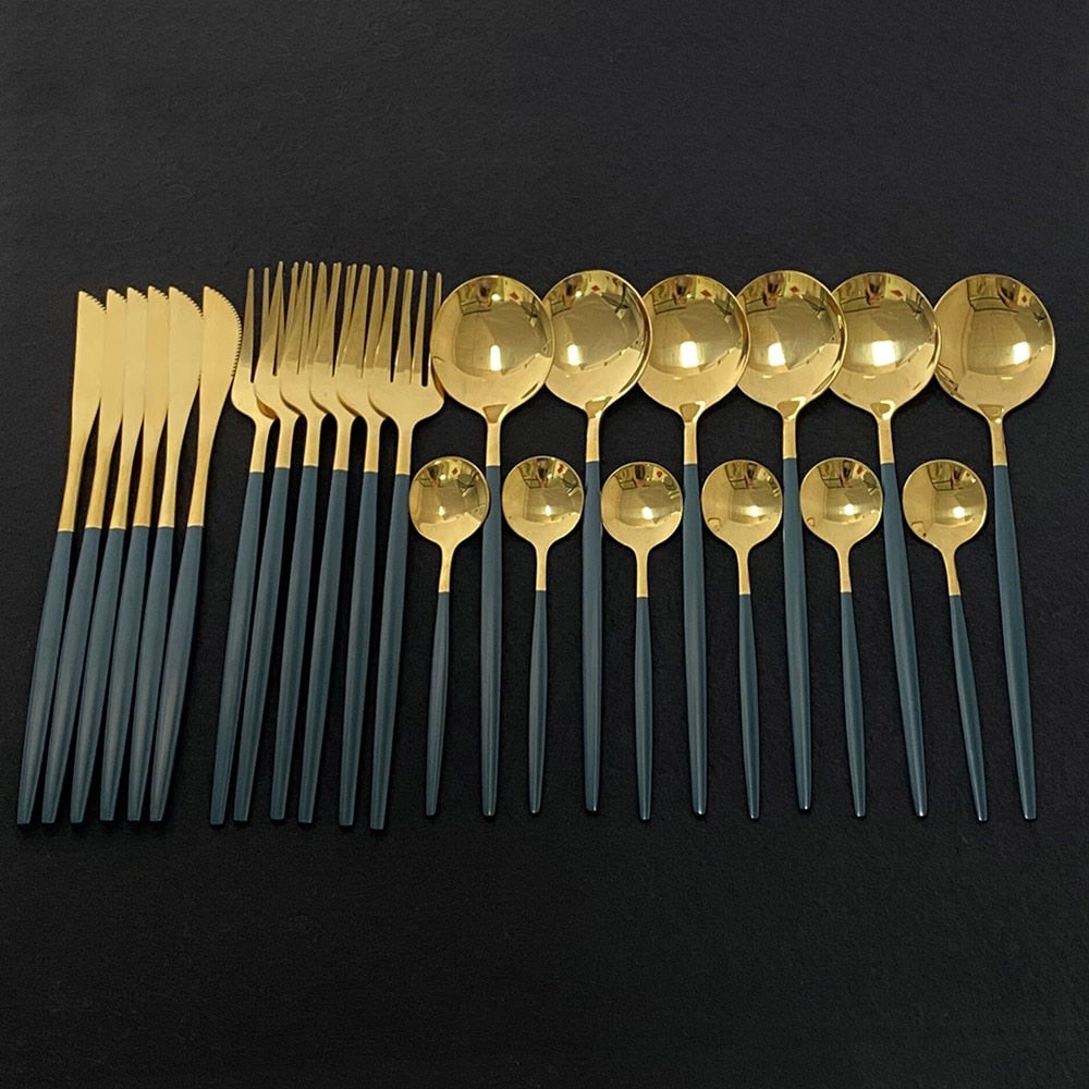 RoyalGlimmer Gold Cutlery Set - Elegant Flatware for a Luxurious Table