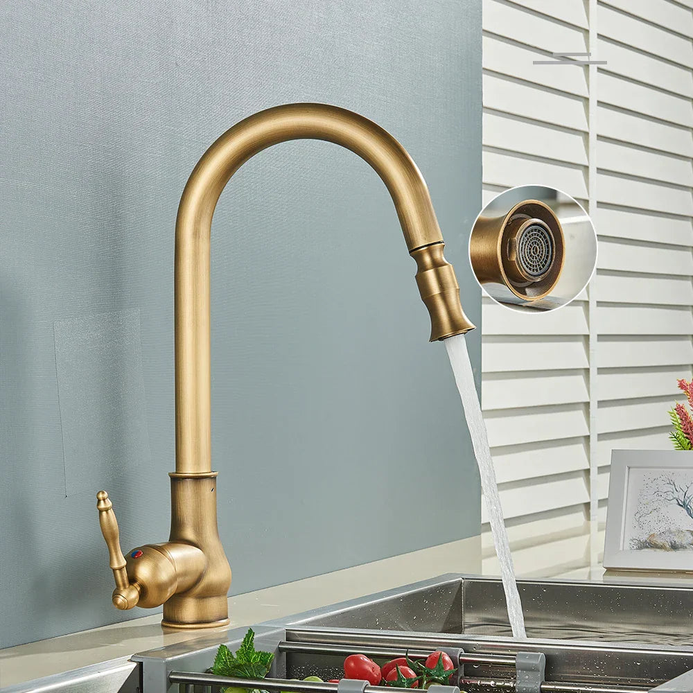 VintageTap - Retro Kitchen Faucet with Aged Brass Finish