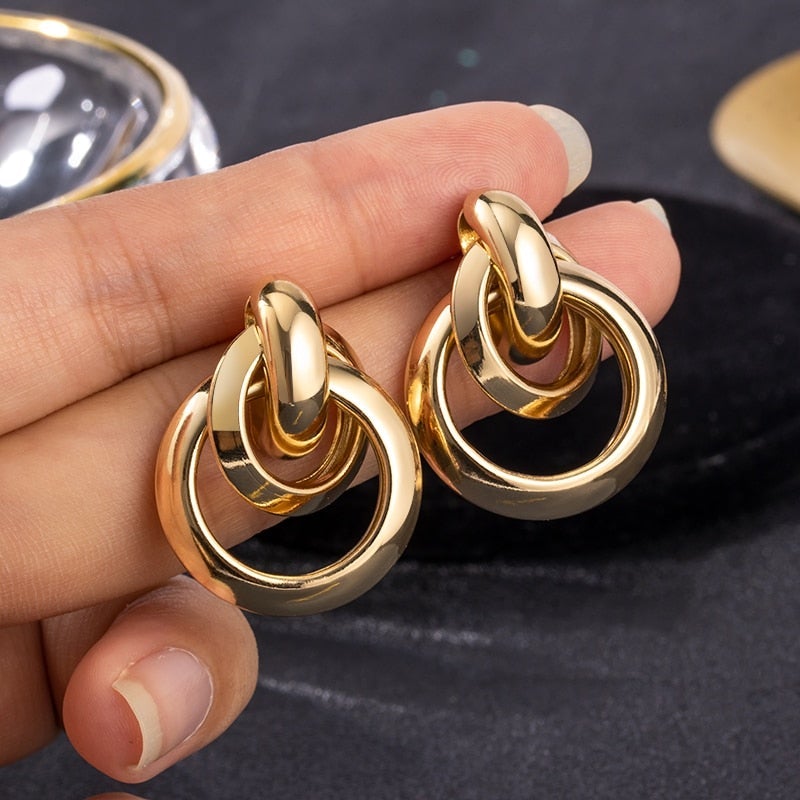 Celestyn - Boucles d'oreilles dorées luxe