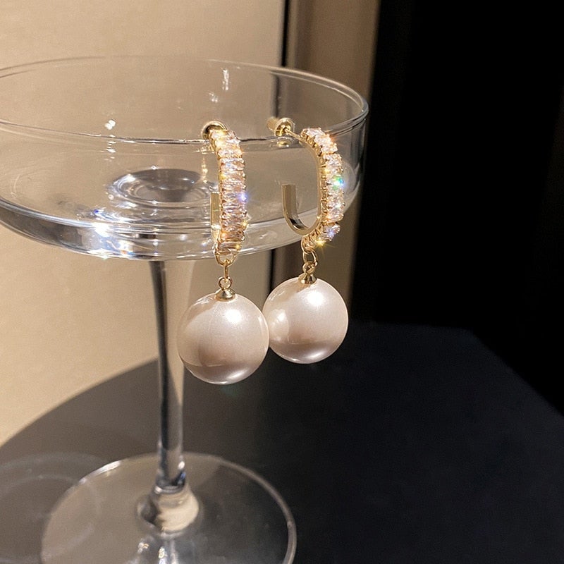 Amara - Boucles d'oreilles perle et zircone de luxe