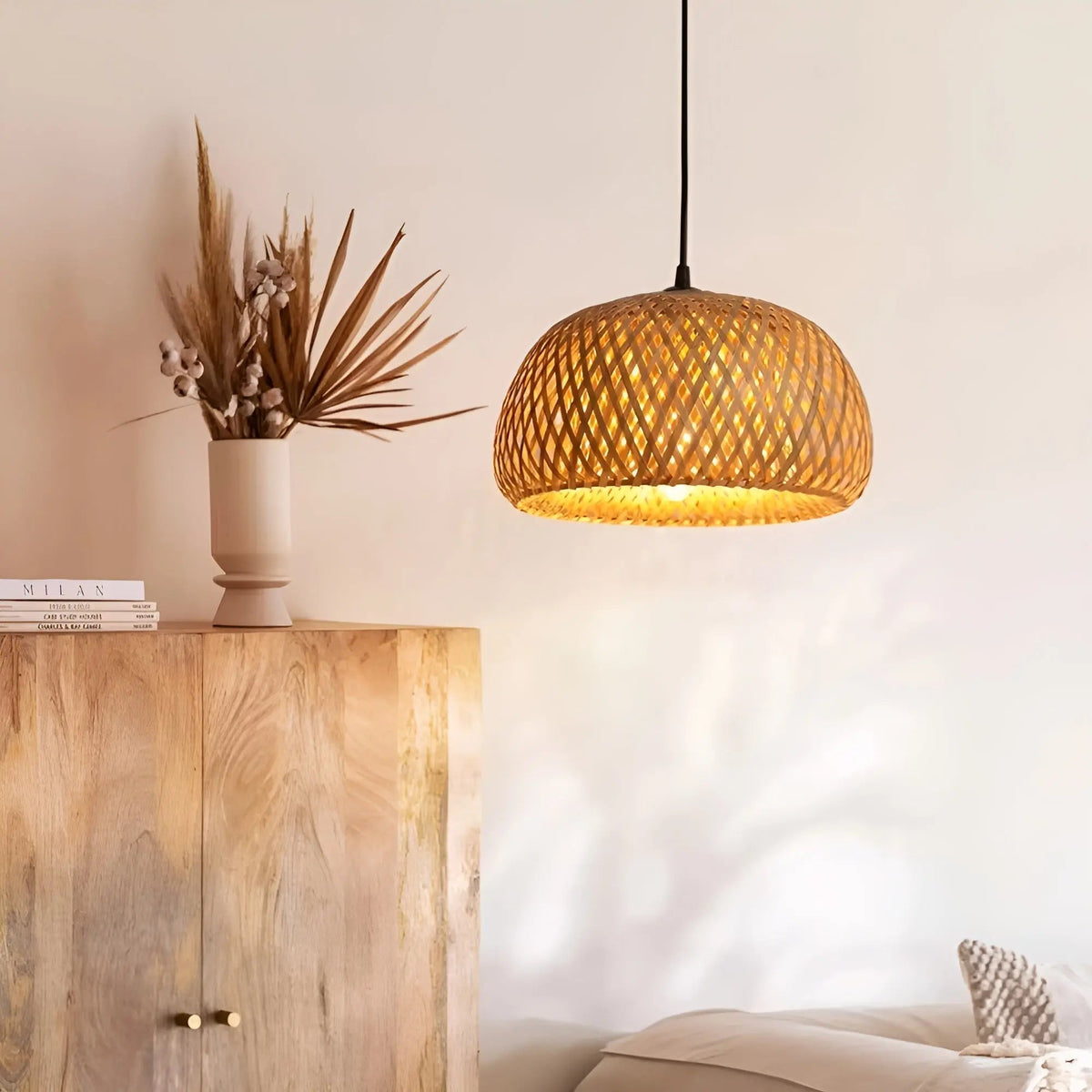 RattanShine - Woven Rattan Pendant Light for Warm Ambient Lighting