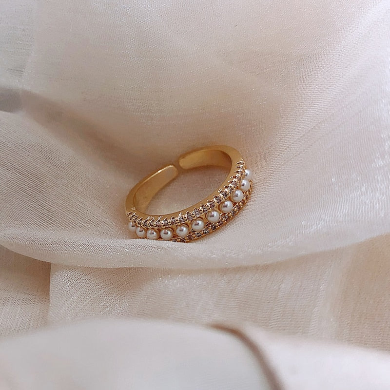 Martina - Bague dorée de luxe avec perle