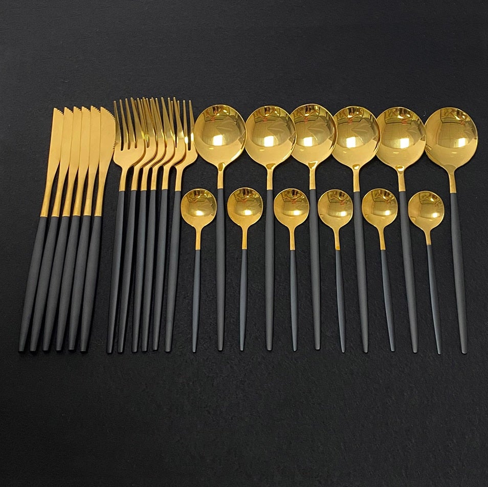 RoyalGlimmer Gold Cutlery Set - Elegant Flatware for a Luxurious Table