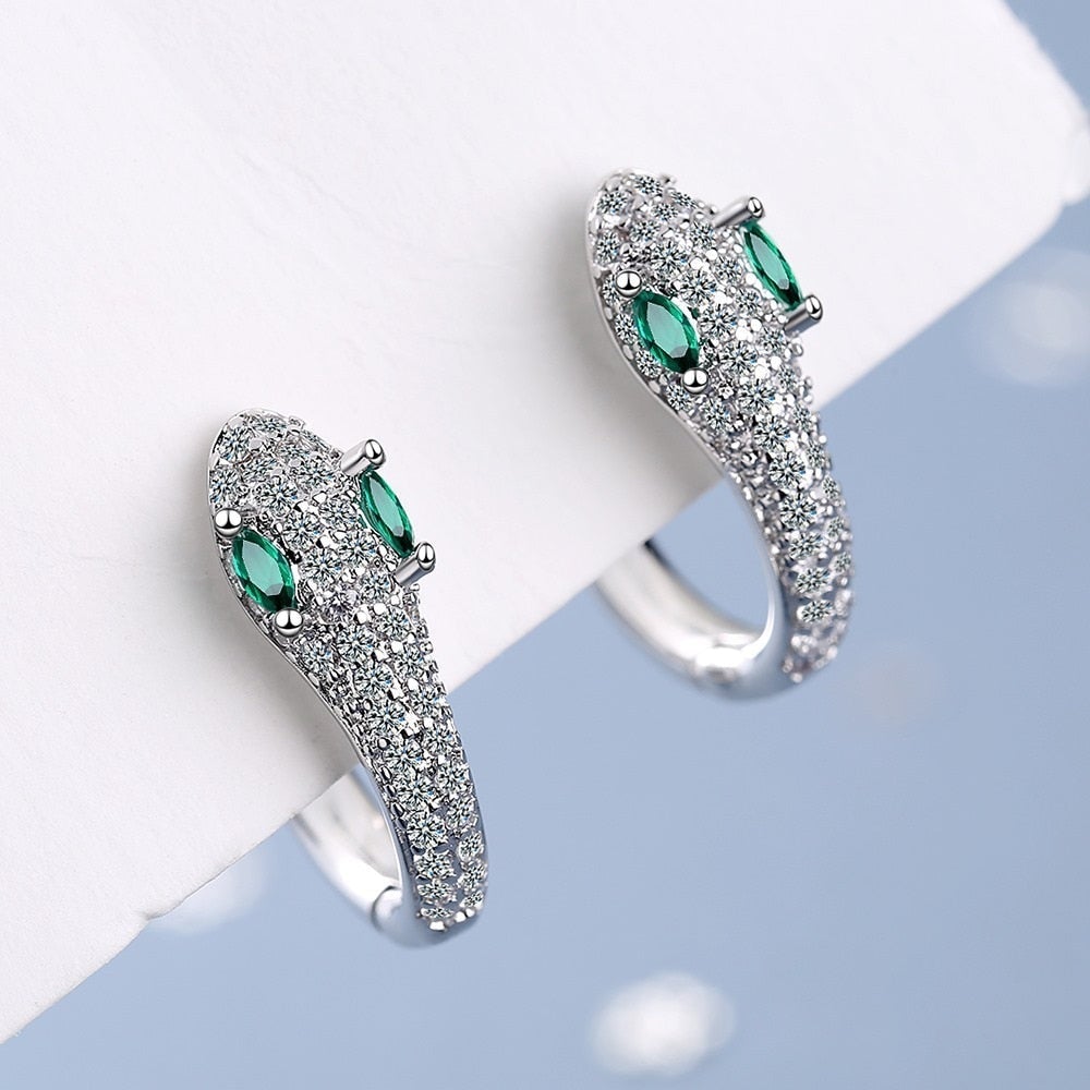 Leila - Boucles d'oreilles serpent en argent 925 élégantes