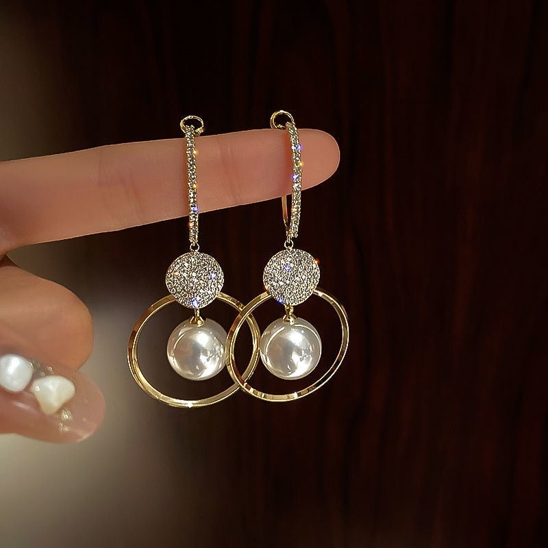 Amelise - Boucles d'oreilles luxe en perles et zircone
