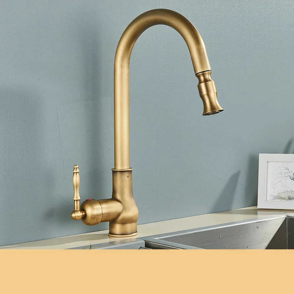 Wyrstead - Antique Brass Retro Kitchen Mixer Tap