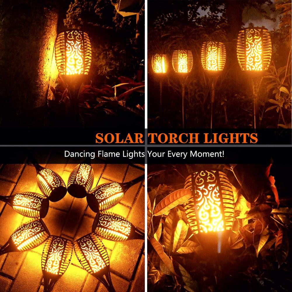 Deluxe Solar Garden Torches - 96 LED Realistic Flame Effect (Set of 4)