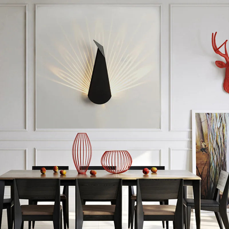 ElegantLuxe - Modern LED Peacock Feather Wall Sconce