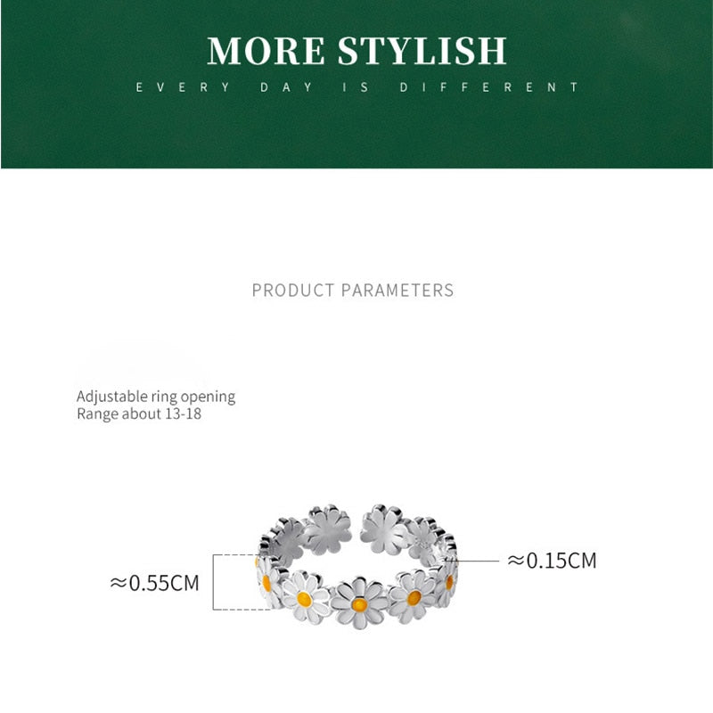 Bague Marguerite Florale Charmante - Argent 925