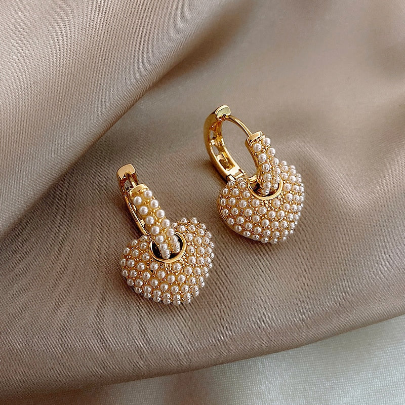 Anne - Boucles d'oreilles dorées perle Amour