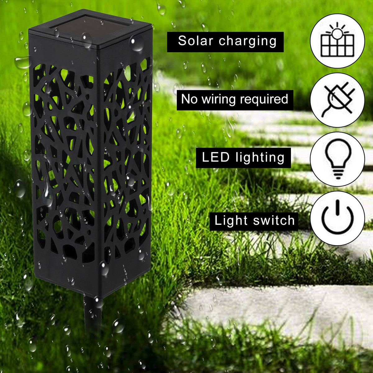 Luxury Solar - LED Garden Lamp with Flame Effect