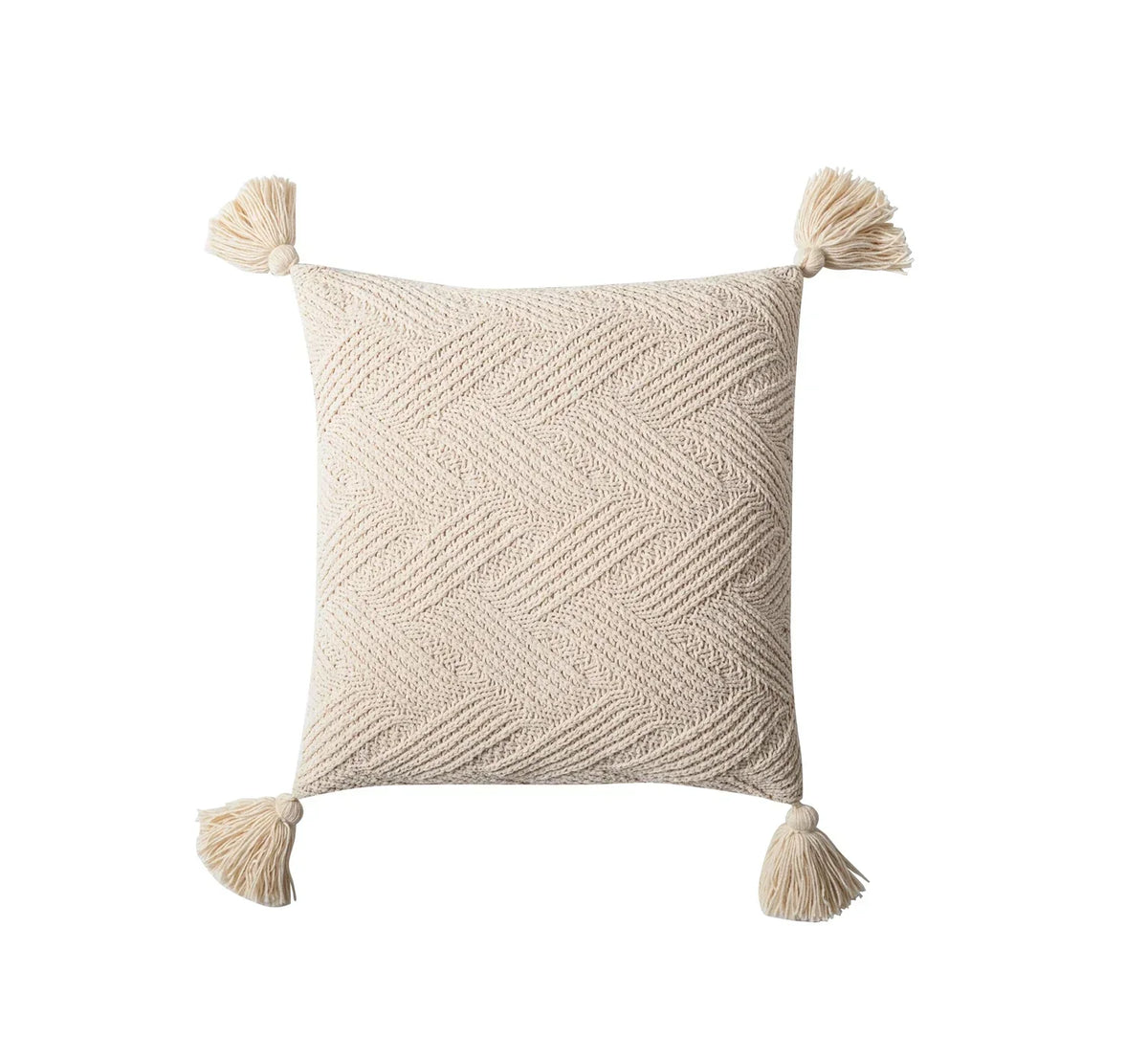 NordicTassel Cushion Cover - Chic Chenille with Nordic Tassels