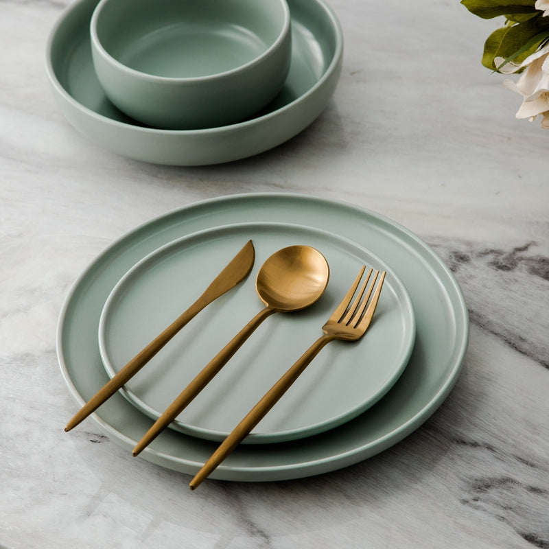 CarvonSteel - Minimalist Flatware Set in Stainless Steel with Titanium Finish
