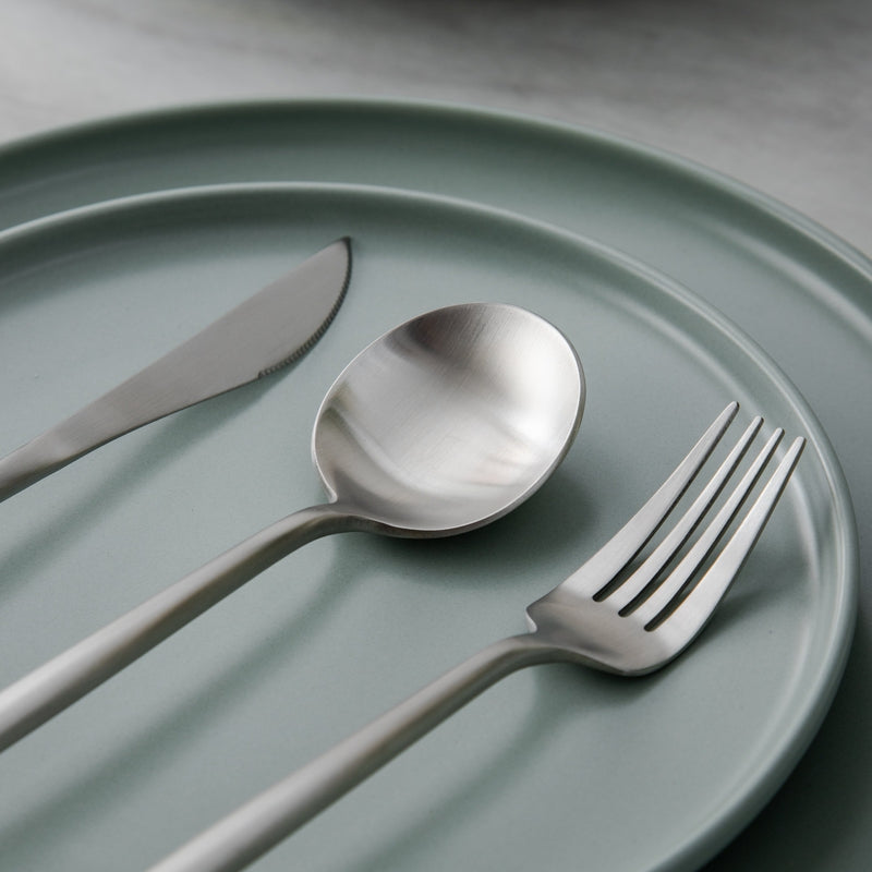 CarvonSteel - Minimalist Flatware Set in Stainless Steel with Titanium Finish