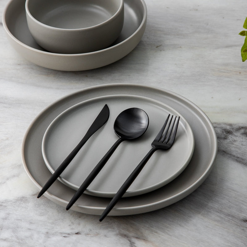 CarvonSteel - Minimalist Flatware Set in Stainless Steel with Titanium Finish