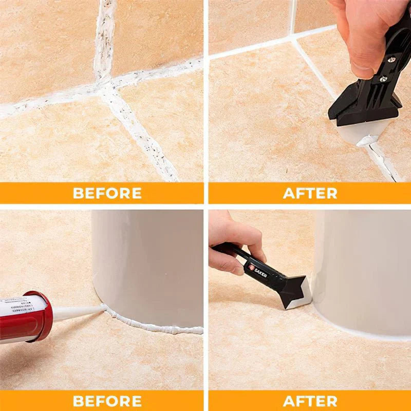 GroutEase - 3-in-1 Silicone Sealant Removal & Smoothing Tool