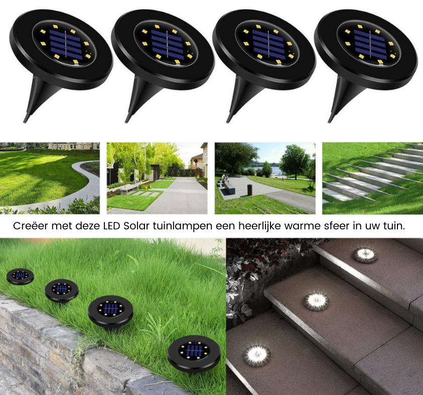 Solar LED Deluxe Garden Lights Black Edition - Wireless Waterproof IP65 Lighting