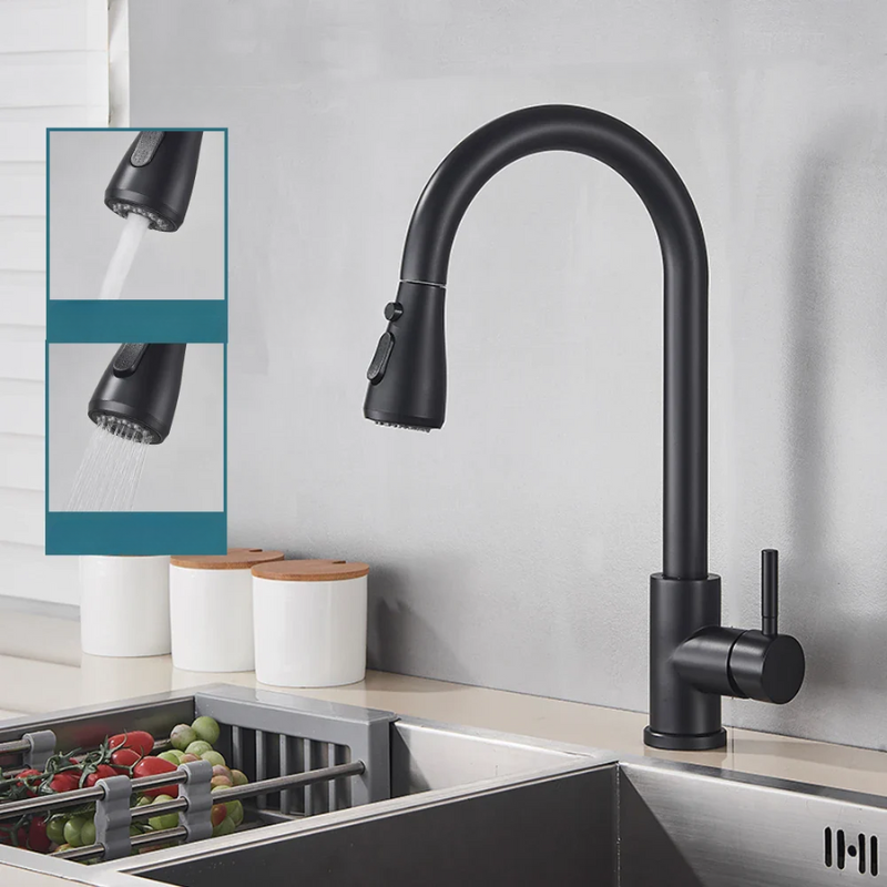 BlackStream - Modern Black Kitchen Faucet with Pull-Out Sprayer