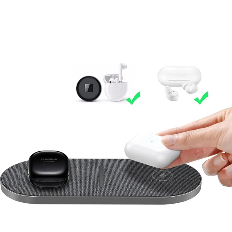 DazzleCharge - Station de charge sans fil double 40W pour smartphone et écouteurs