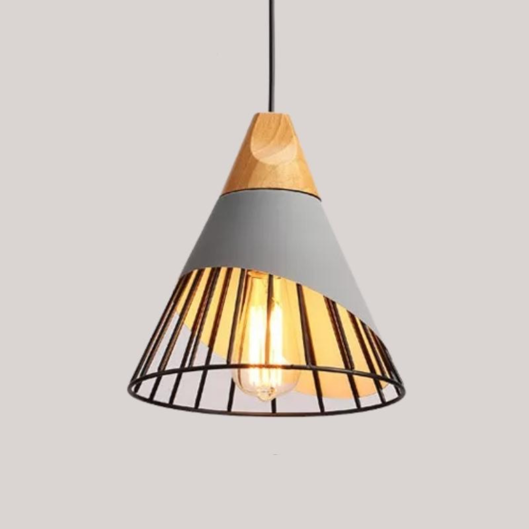 OrenLume - Industrial Scandinavian-Style Wood and Metal Pendant Light
