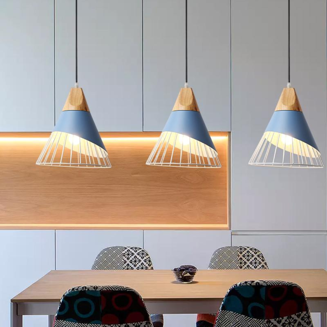 OrenLume - Industrial Scandinavian-Style Wood and Metal Pendant Light