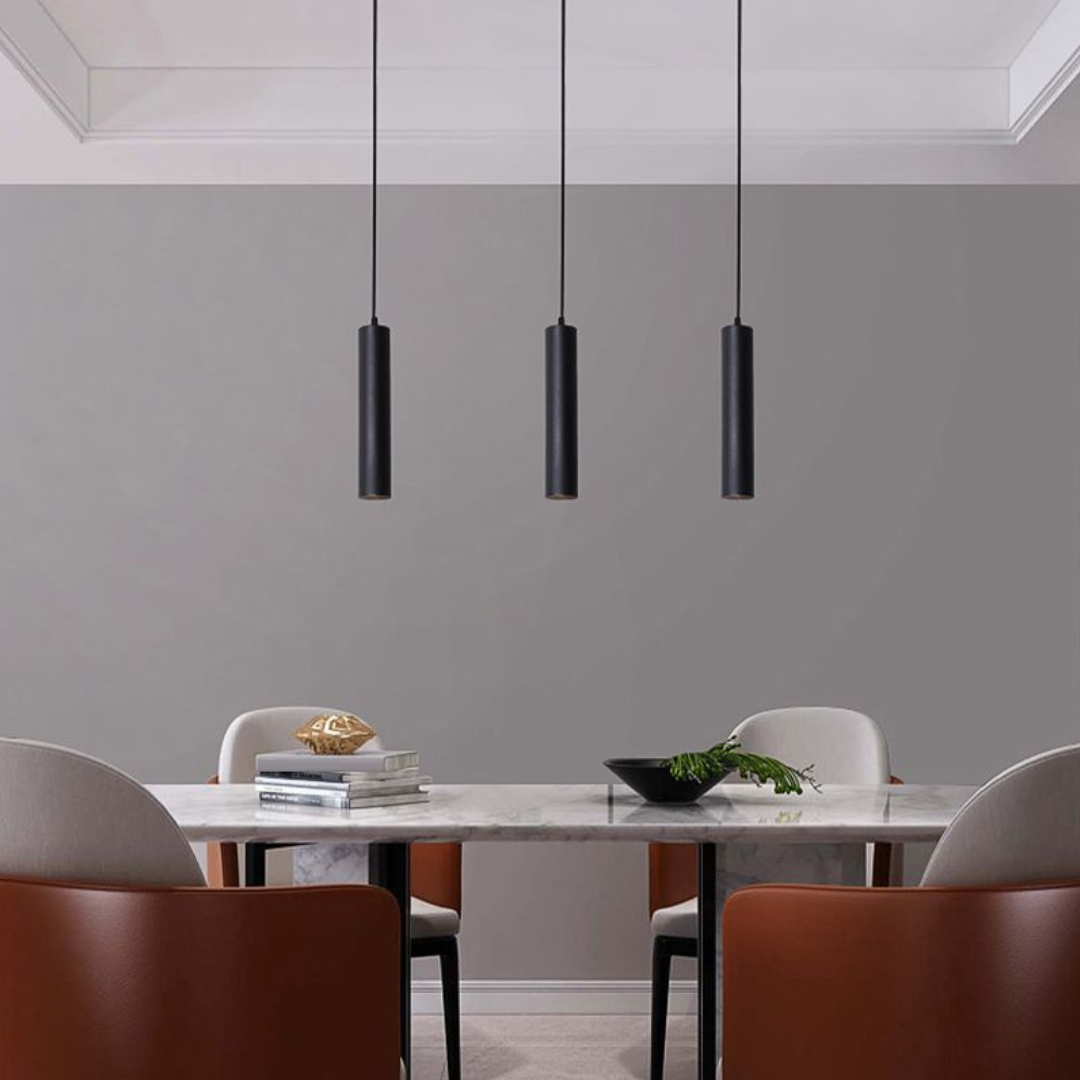 PylonGlow - Modern Cylindrical Metal Pendant Light for Living Rooms