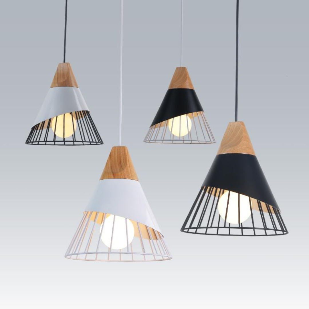 OrenLume - Industrial Scandinavian-Style Wood and Metal Pendant Light