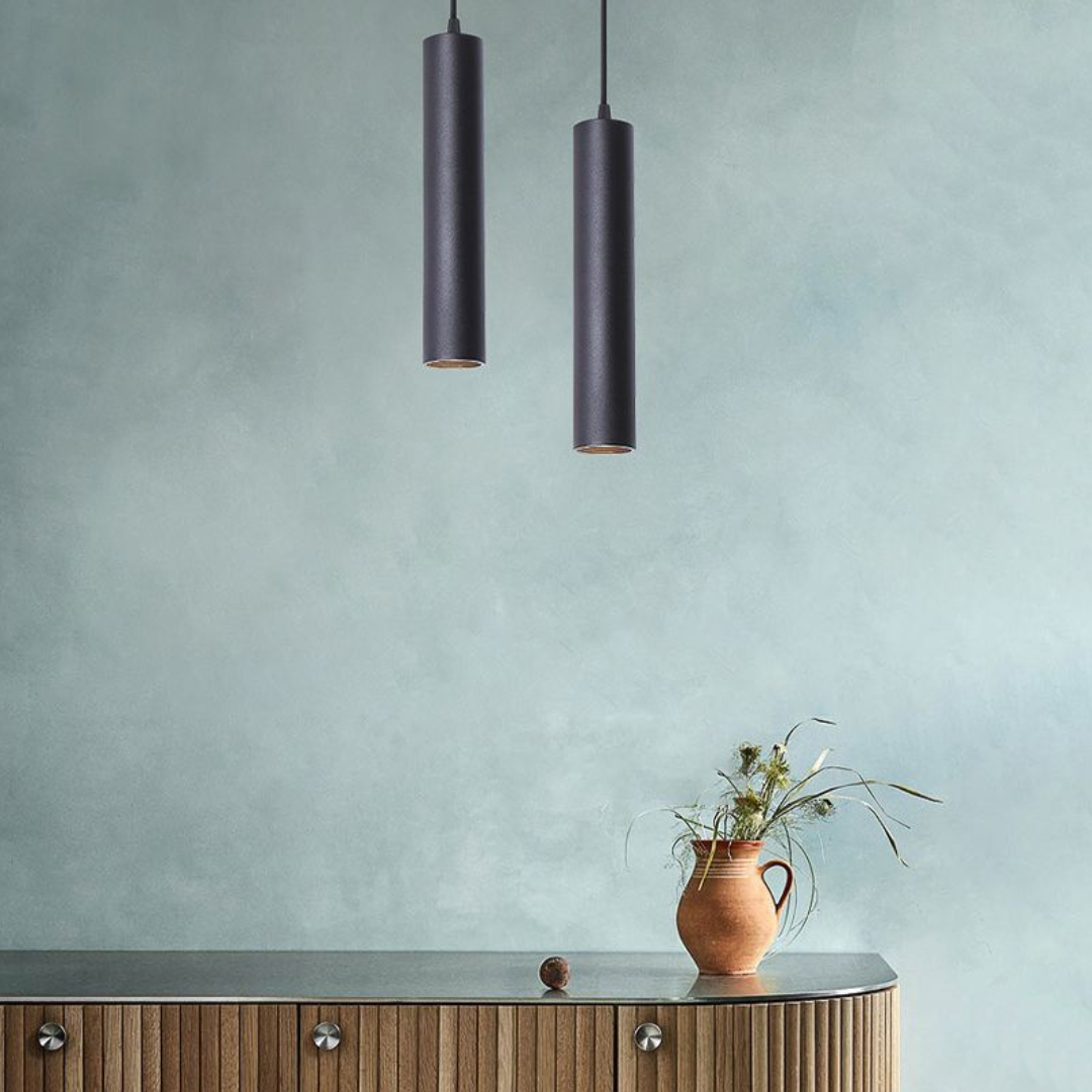 PylonGlow - Modern Cylindrical Metal Pendant Light for Living Rooms