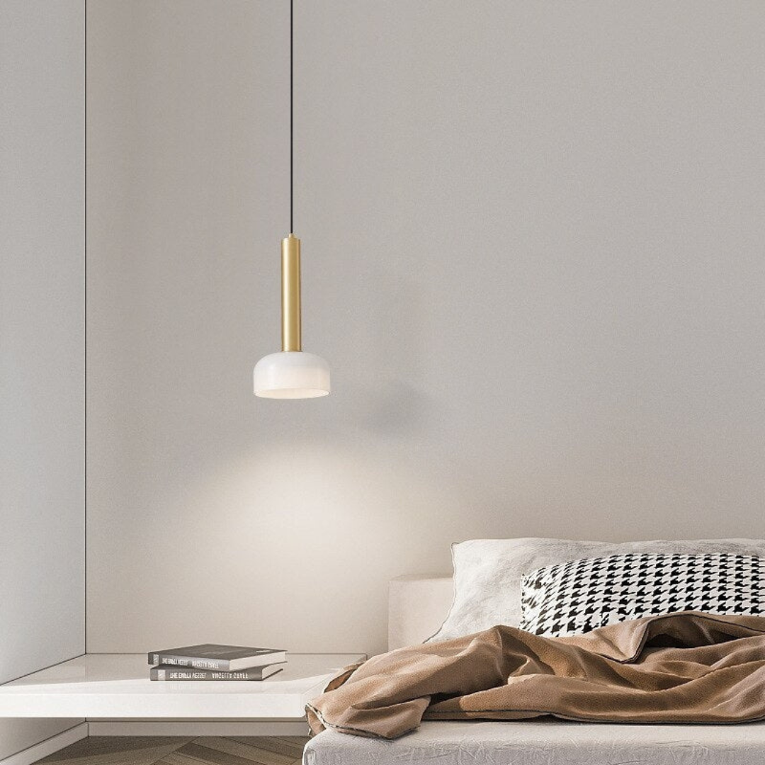 SpireGlow - Minimalist Copper LED Pendant Light, Height Adjustable