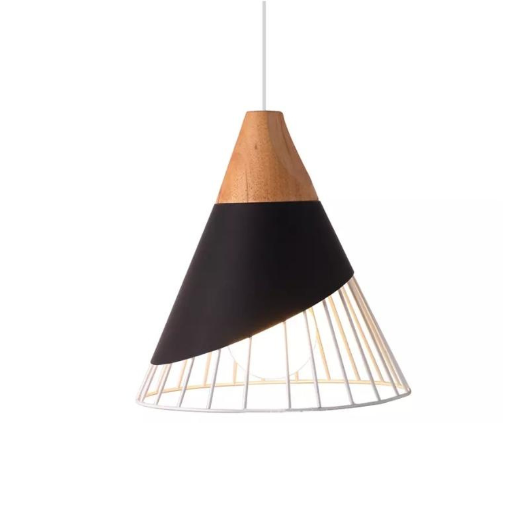 OrenLume - Industrial Scandinavian-Style Wood and Metal Pendant Light
