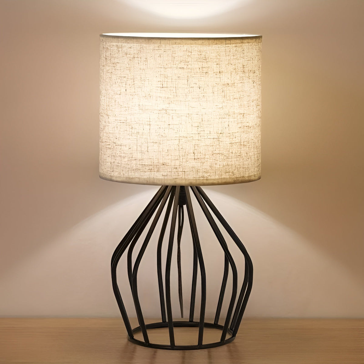 LinenGlow - Linen Shade Table Lamp with Metal Base