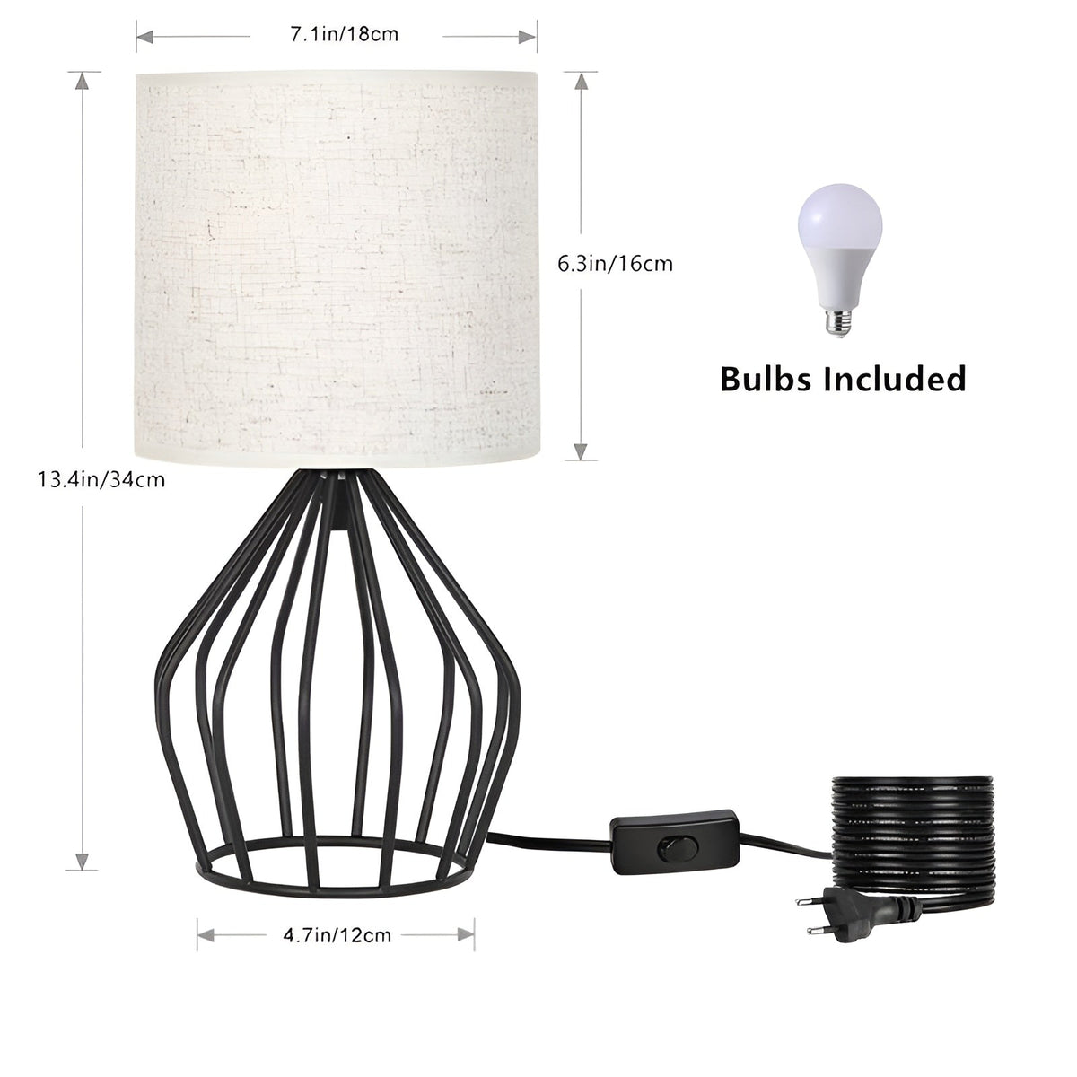 LinenGlow - Linen Shade Table Lamp with Metal Base