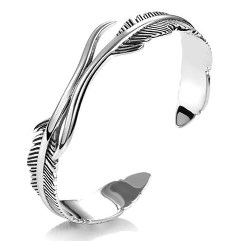 Bracelet Plume Argent Unisexe - Ange Gardien Réglable