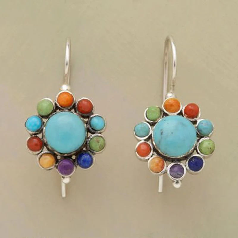 Selina - Boucles d'oreilles rondes turquoise vibrantes
