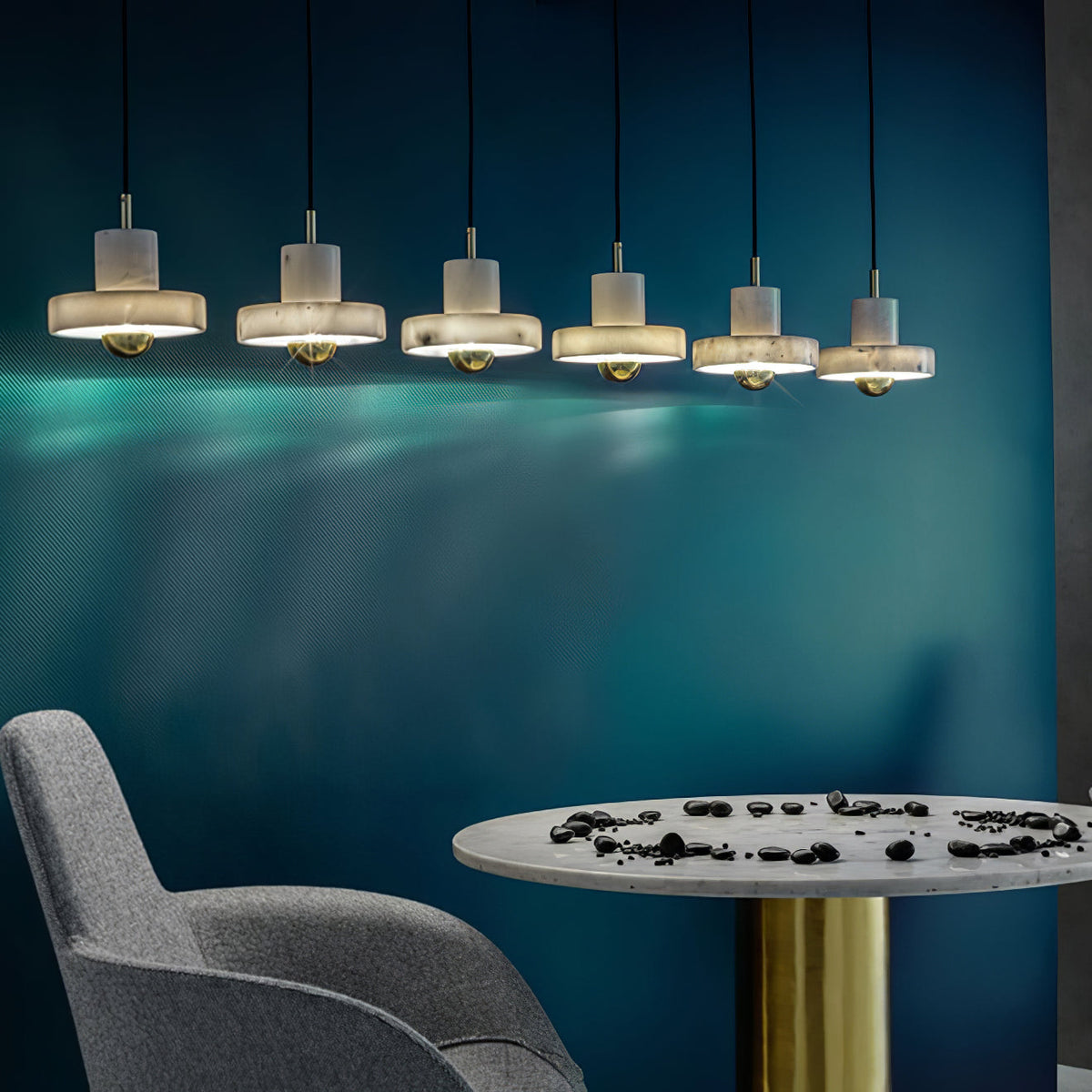 Marbello Luxe - Adjustable Marble and Metal Pendant Light
