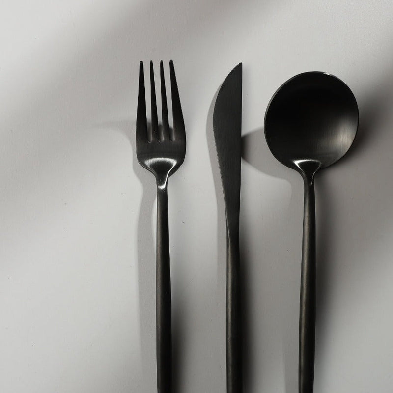 CarvonSteel - Minimalist Flatware Set in Stainless Steel with Titanium Finish