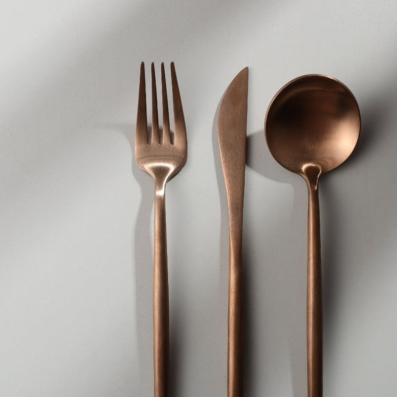 CarvonSteel - Minimalist Flatware Set in Stainless Steel with Titanium Finish