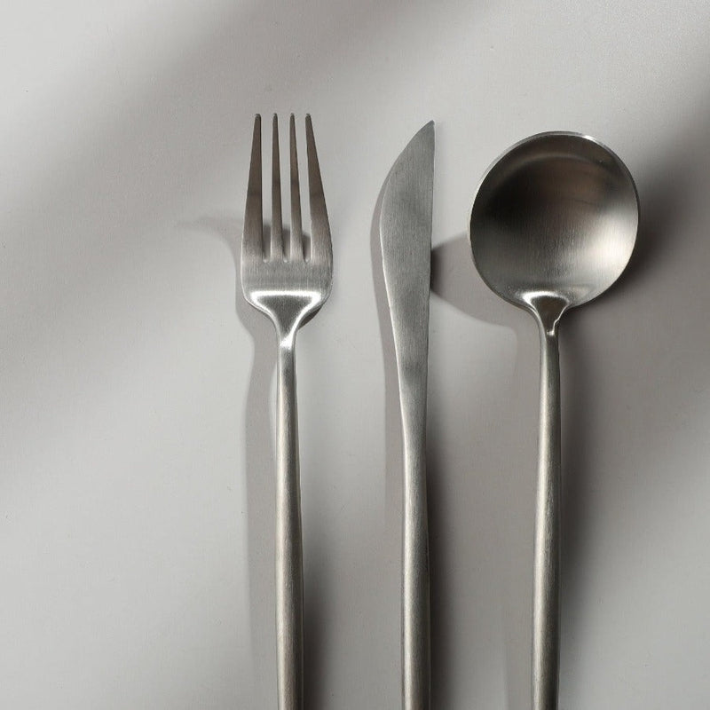 CarvonSteel - Minimalist Flatware Set in Stainless Steel with Titanium Finish
