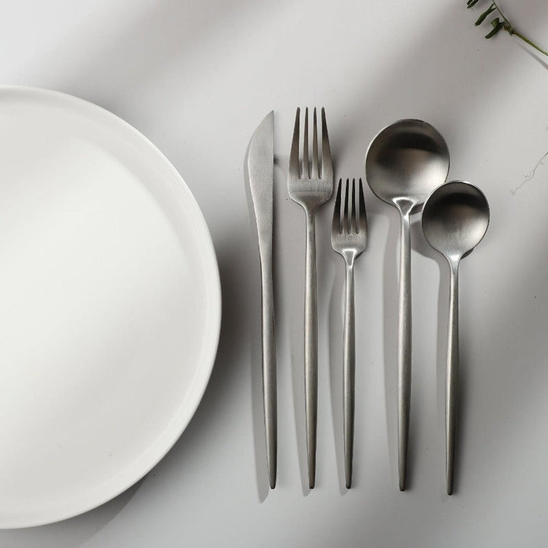 CarvonSteel - Minimalist Flatware Set in Stainless Steel with Titanium Finish