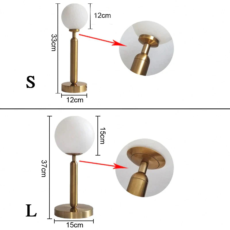Curassa - Brass and Glass Ball LED Table Lamp