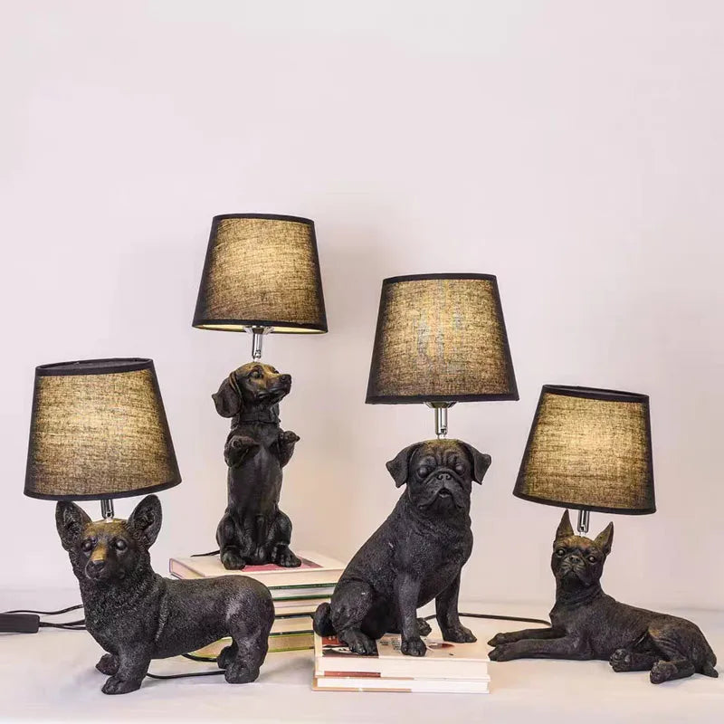 Playful Elegance - Art Deco Style Dog Table Lamp