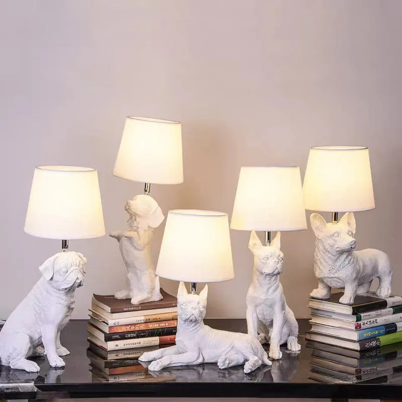 Playful Elegance - Art Deco Style Dog Table Lamp