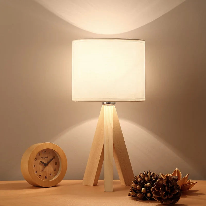 Wood Opaline - Modern Wooden Tripod Table Lamp